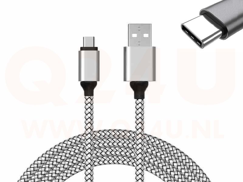 USB-C naar USB 3.1 kabel - zilver - versterkte kabel 1 meter