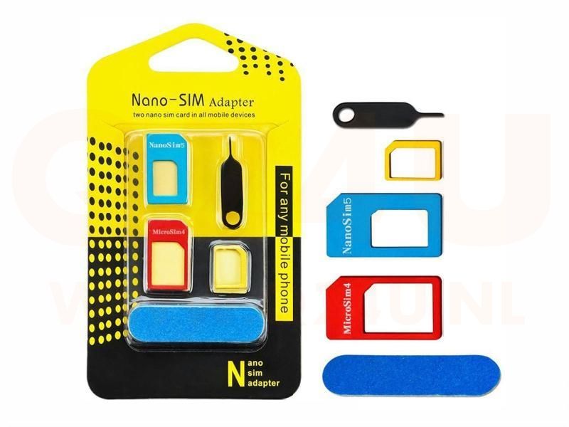 5 in 1 Metalen Nano SIM kaart converter naar Micro of Normaal