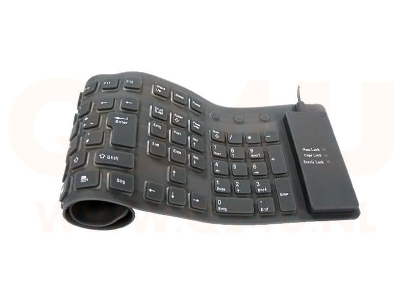 Q24U Flexibel silicone toetsenbord, USB, zwart