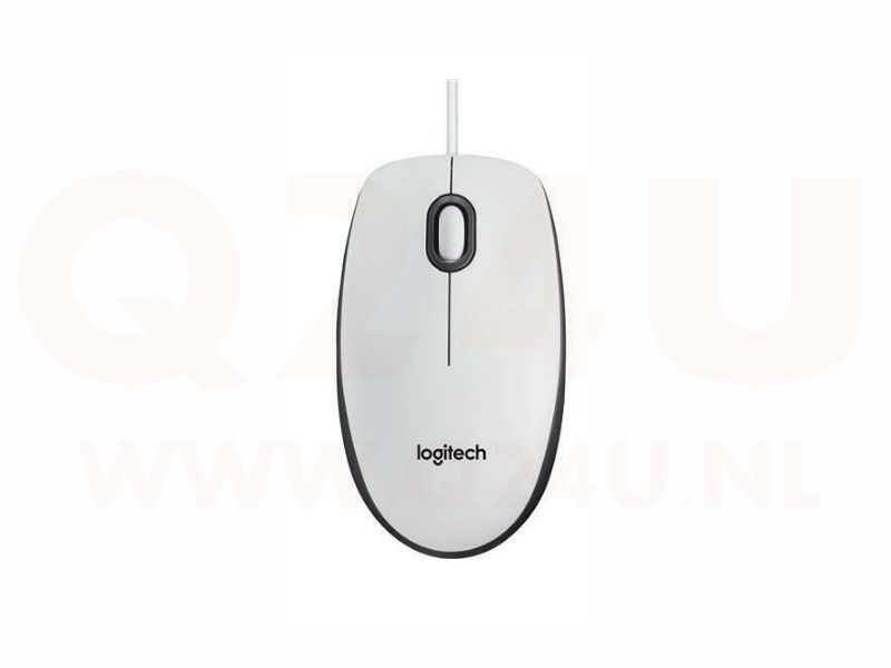 Logitech B100 Optical Muis, wit met USB interface