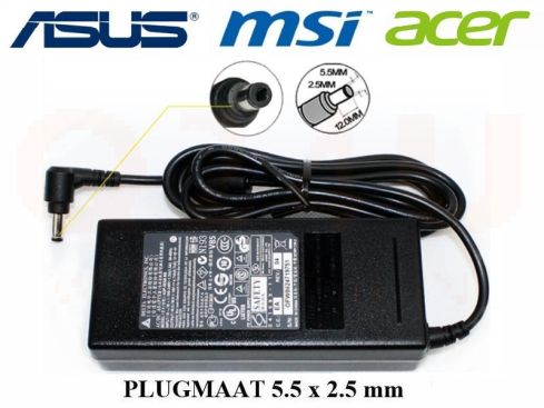 Asus, Fujitsu, Toshiba laptop oplader 19v, 3.42a - 5.5 x 2.5 mm