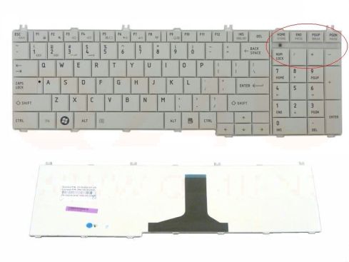 Toshiba Satellite C660 L650 L655 L670 series laptop toetsenbord, US - wit