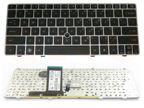 HP Elitebook 2560p series laptop toetsenbord, US - zwart - met pointer - zilver frame