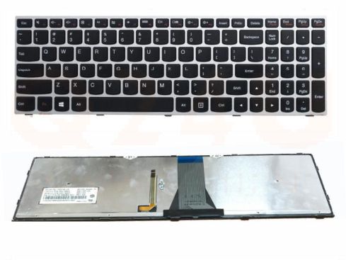 Lenovo IdeaPad B50-30 G50-70 Z70-80 series laptop toetsenbord, US - zwart - zilver frame - met licht