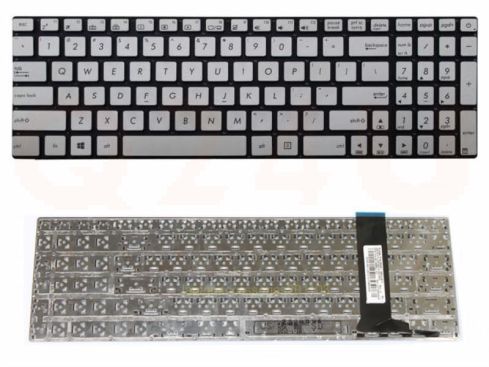 Asus N56 series laptop toetsenbord, US - zilver - zonder frame - zonder licht