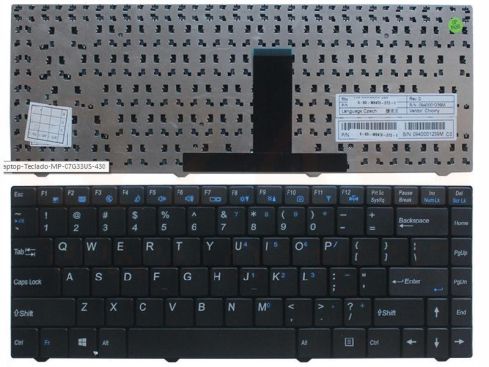 Clevo W84 W84T series laptop toetsenbord, US - zwart