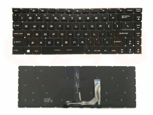 MSI Stealth Thin GS65 8SE 8SG 8SF laptop toetsenbord, US - zwart - met wit licht