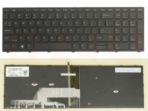 HP ProBook 450 455 470 650 G5 series toetsenbord, US - zwart - met licht