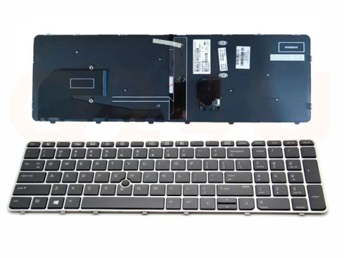 HP EliteBook 755 850 G3 G4 series laptop toetsenbord, US - zwart - zonder licht - met pointer - zilver frame