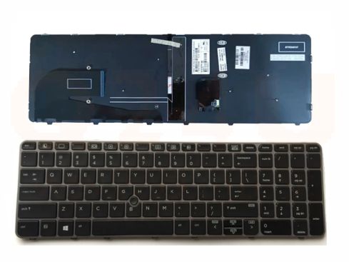 HP EliteBook 755 850 G3 G4 series laptop toetsenbord, US - zwart - zonder licht - met pointer - grijs frame