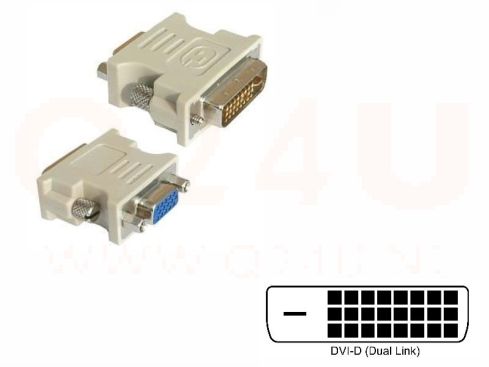 DVI-D dual link - VGA adapter, 24 + 1 pin