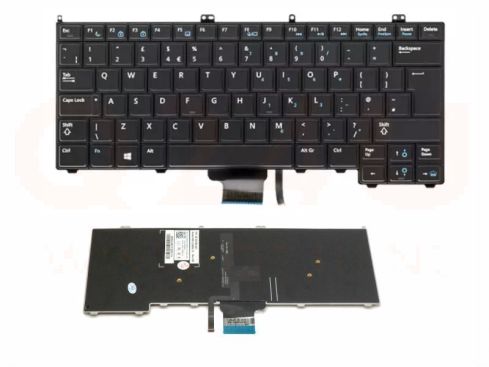 Dell Latitude 12-7000 E7240 series laptop toetsenbord, UK - zwart - met licht - zonder pointer - gebruikt